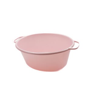 Owalna plastikowa miska o pojemności 20 litrów, idealna do kuchni i ogrodu, wykonana z trwałego tworzywa sztucznego, łatwa do czyszczenia i przechowywania.